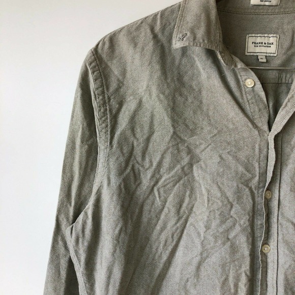 Frank & Oak Shirt Mens XLarge The Jasper Gray Button Up Long Sleeve Pockets - Picture 4 of 11